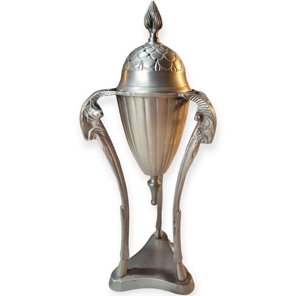 Vintage 1940’s Brass Neoclassical Mantle Piece 3-Goat Head Hoof Incense Burner - Picture 11 of 11